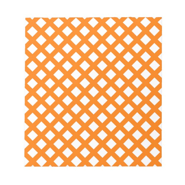 Orange-Weiß-Schachbrett-Diamantmuster Notizblock (Vorderseite)