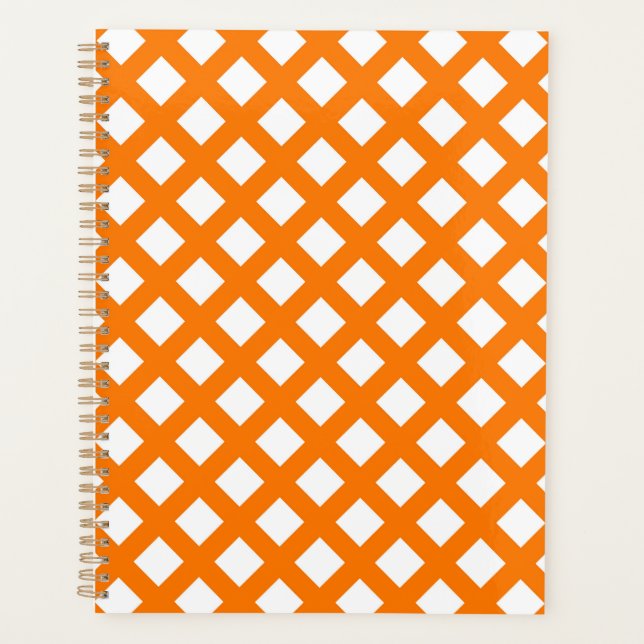 Orange-Weiß-Schachbrett-Diamantmuster Planer (Vorderseite)