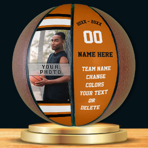 Orange, Weiß, Schwarzes FOTO Personalisiert Baske Basketball