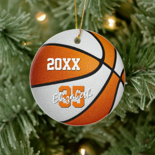 Orange Weiß Team Farben Jungs Basketball Keramik Ornament