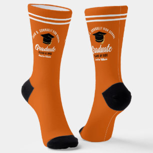 Orange Weiße Absolventen Personalisiert 2026 Absch Socken