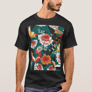 Orange-weiße Blüten: nahtlose Vintage-Illustration T-Shirt