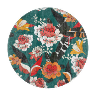 Orange-weiße Blüten: vintage nahtlose Illustration Schneidebrett