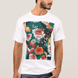 Orange-weiße Blüten: vintage nahtlose Illustration T-Shirt