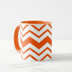 Orange Weiße Chevron-Zickzack-Musterdesign Tasse