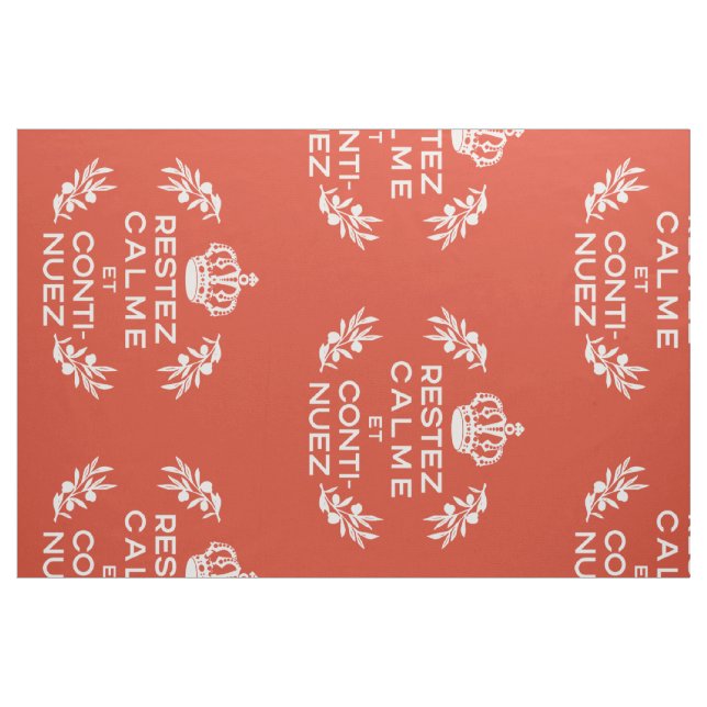 Orange weiße französische Skripte Ruhe halten und  Stoff (Fat Quarter (45,7 x 55,9 cm))