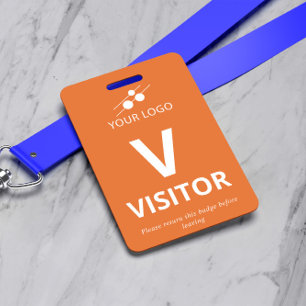 Orange Weiße Fügen Sie Ihr Logo Besucher Ausweis