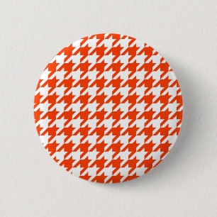 Orange Weiße Houndstooth Karo Button
