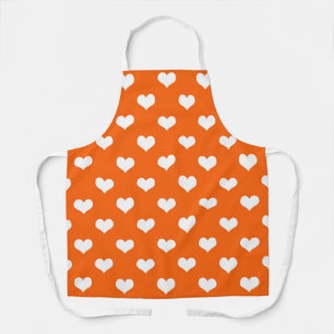 Orange Weiße Hübsche Herzen Design Schürze