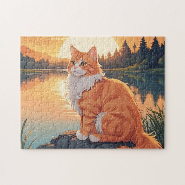 Orange-weiße Katze Puzzle (Horizontal)