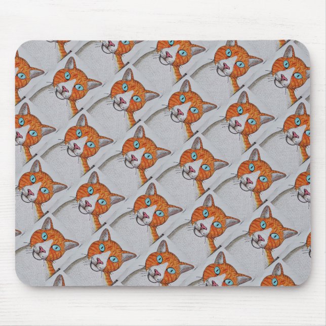 Orange-weiße Katzen-Mauspad Mousepad (Vorne)