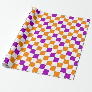 Orange Weiße Lila Karomuster Design Geschenkpapier