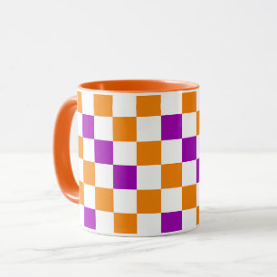 Orange Weiße Lila Karomuster Design  Tasse