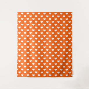Orange Weiße Lovely Hearts Design Wandteppich