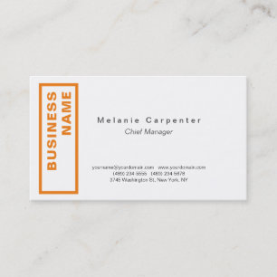 Orange Weiße Minimalistische Moderne Schlichte Bür Visitenkarte