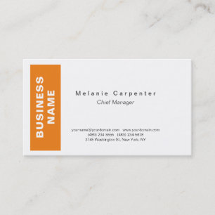 Orange Weiße Minimalistische Moderne Schlichte Visitenkarte