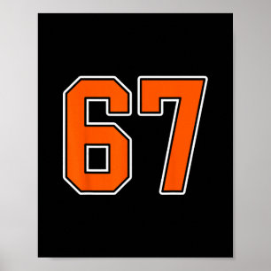 Orange Weiße Nummer 67 Jersey Spieler Uniform #67 Poster
