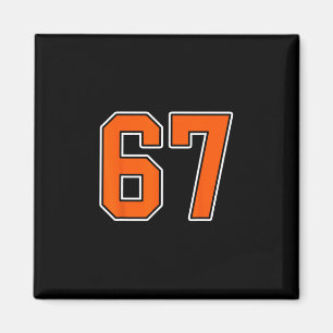 Orange Weiße Nummer 67 Trikot Spieler Uniform #67  Magnet
