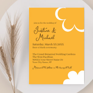 Orange-weiße Retro-Blumen-Hochzeit Einladung