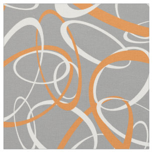 Orange-weiße Schleifen auf grauem geometrischem Mu Stoff