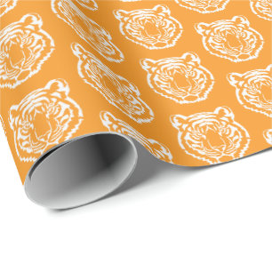Orange-weiße Schulmaskottchen-Tiger-Logo Geschenkpapier