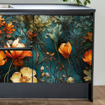Orange-weiße texturierte Blumendekupage