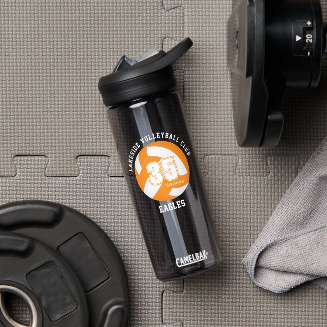 Orange weiße Volleyballmannschaft färbt Athleten N Trinkflasche (Fitnessstudio)