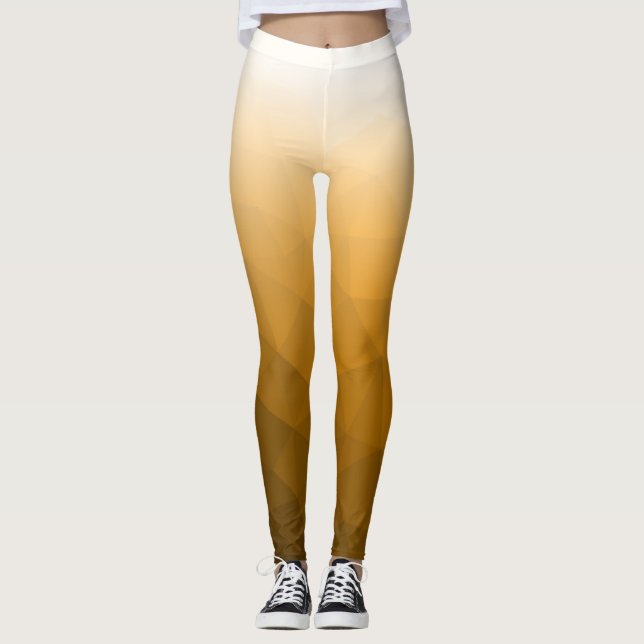 Orange Weißer Farbverlauf Geometrisches Mesh-Muste Leggings (Vorderseite)