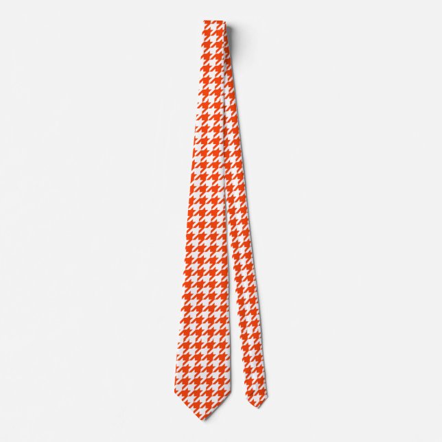 Orange-weißer Houndstooth-Karo Krawatte (Vorderseite)