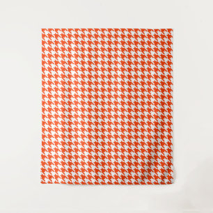 Orange-weißer Houndstooth-Karo Wandteppich