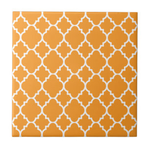 Orange weißes Quatrefoil Marokkaner-Muster Fliese