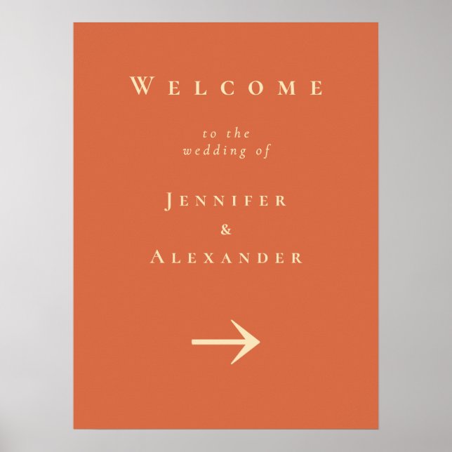 Orange Welcome to Wedding Sign Poster (Vorne)