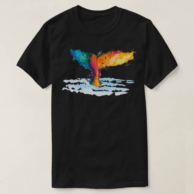 Orange Whale Watercolor Illustration T-Shirt (Design vorne)