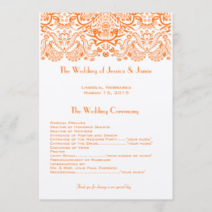 Orange Whimical Love Birds Wedding Program Programm