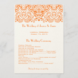 Orange Whimical Love Birds Wedding Program Programm