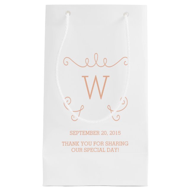 Orange Whimsical Blüh Monogram Gift Bag Kleine Geschenktüte (Vorderseite)