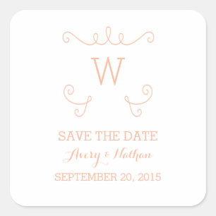 Orange Whimsical Blühte Save the Date Stickers