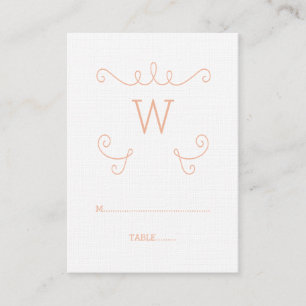 Orange Whimsical Geblüht Monogramm-Platzkarte Platzkarte