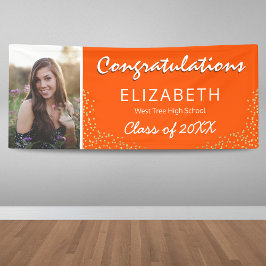 Orange White 2025 Foto Graduation Party Banner
