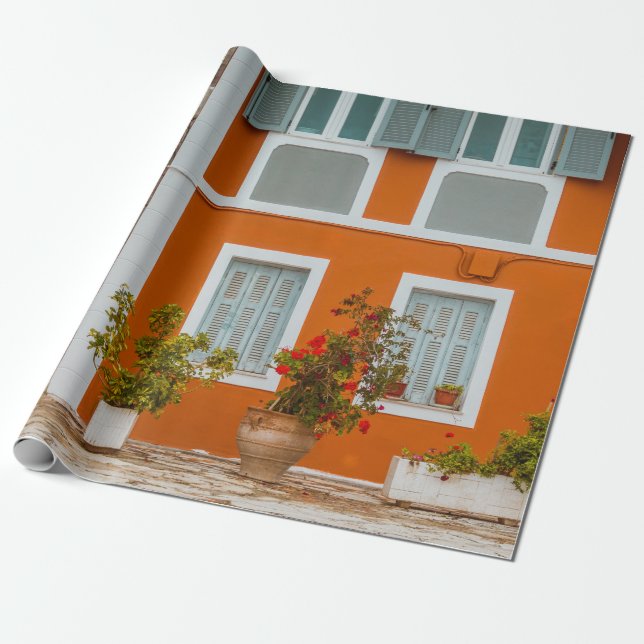 ORANGE WHITE AND GRAY CONCREY GEBÄUDE GESCHENKPAPIER (Ungerollt)