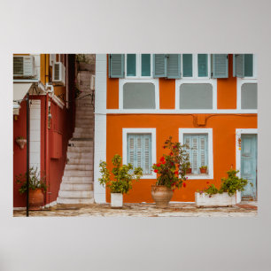 ORANGE WHITE AND GRAY CONCREY GEBÄUDE POSTER