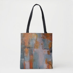 Orange, white, and teal abstract painting