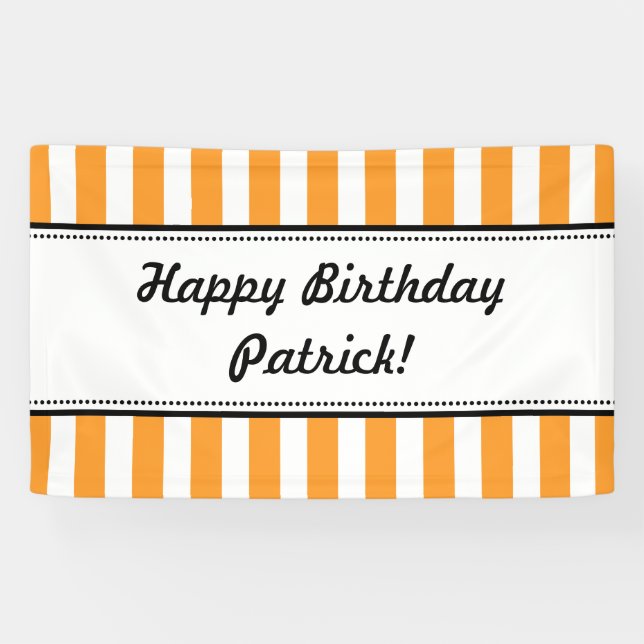 Orange White Birthday Banner Streifen (Horizontal)