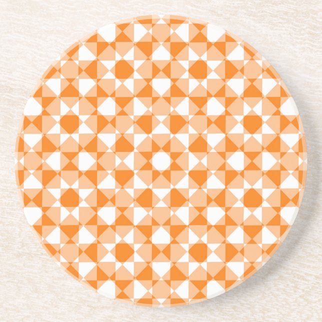 Orange White Checker Diamond Plaid Pattern Getränkeuntersetzer (Vorne)