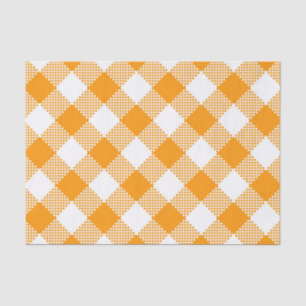 ORANGE & WHITE CHECKERED KARIERT PATTER SEIDENPAPIER