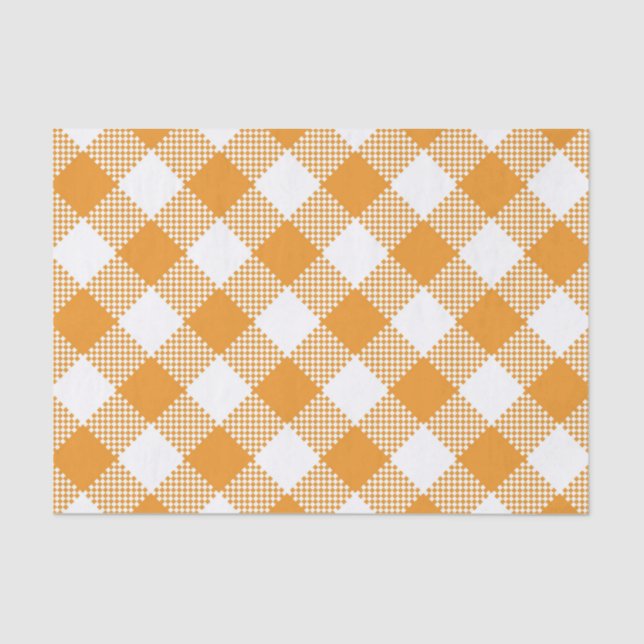 ORANGE & WHITE CHECKERED KARIERT PATTER SEIDENPAPIER (Vorderseite)