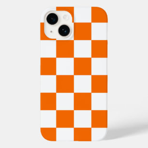 Orange White Checkered Karo Muster iPhone Case