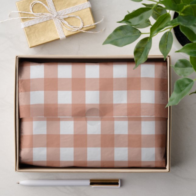 Orange & White Checkered Tissue Paper Seidenpapier (Geschenk)