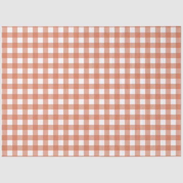 Orange & White Checkered Tissue Paper Seidenpapier (Vorderseite)