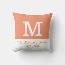 Orange White ColorBlock Reversible Family Monogram Kissen